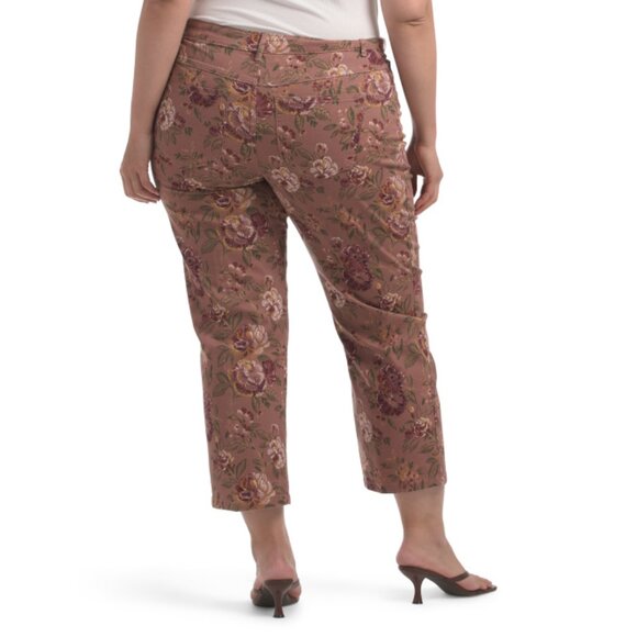 BAGATELLE COLLECTION Valencia Floral Plus 5 Pocket Floral Printed Jeans - Picture 2 of 2